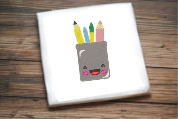Smiling Pen Set – A Charming Machine Embroidery Design for Creative Spaces